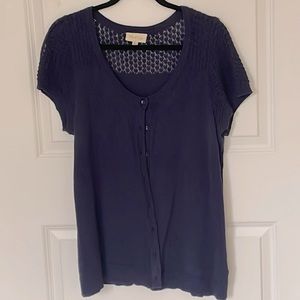 ModCloth Navy Blue Short Sleeve Cardigan Large